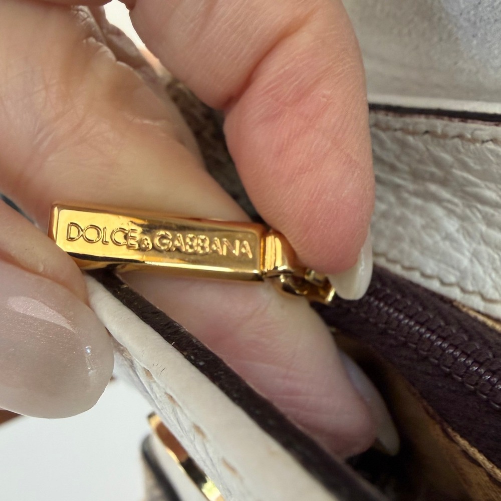 Dolce & Gabbana Vintage Y2K D-Ring Shoulder Bag White Leather & Python - Picture 12 of 13